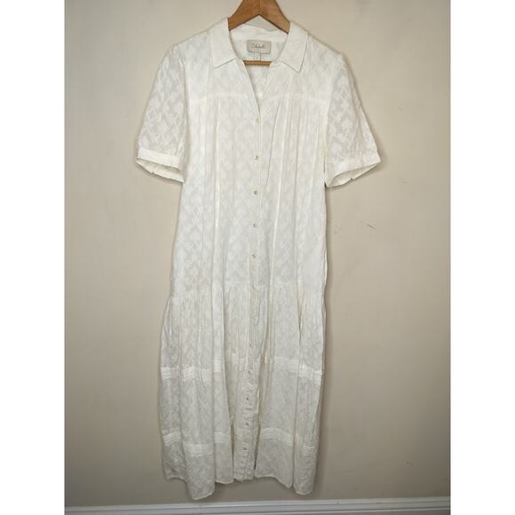 Cleobella White Organic Cotton Maxi Dress Tiered Short Sleeve - Picture 1 of 11